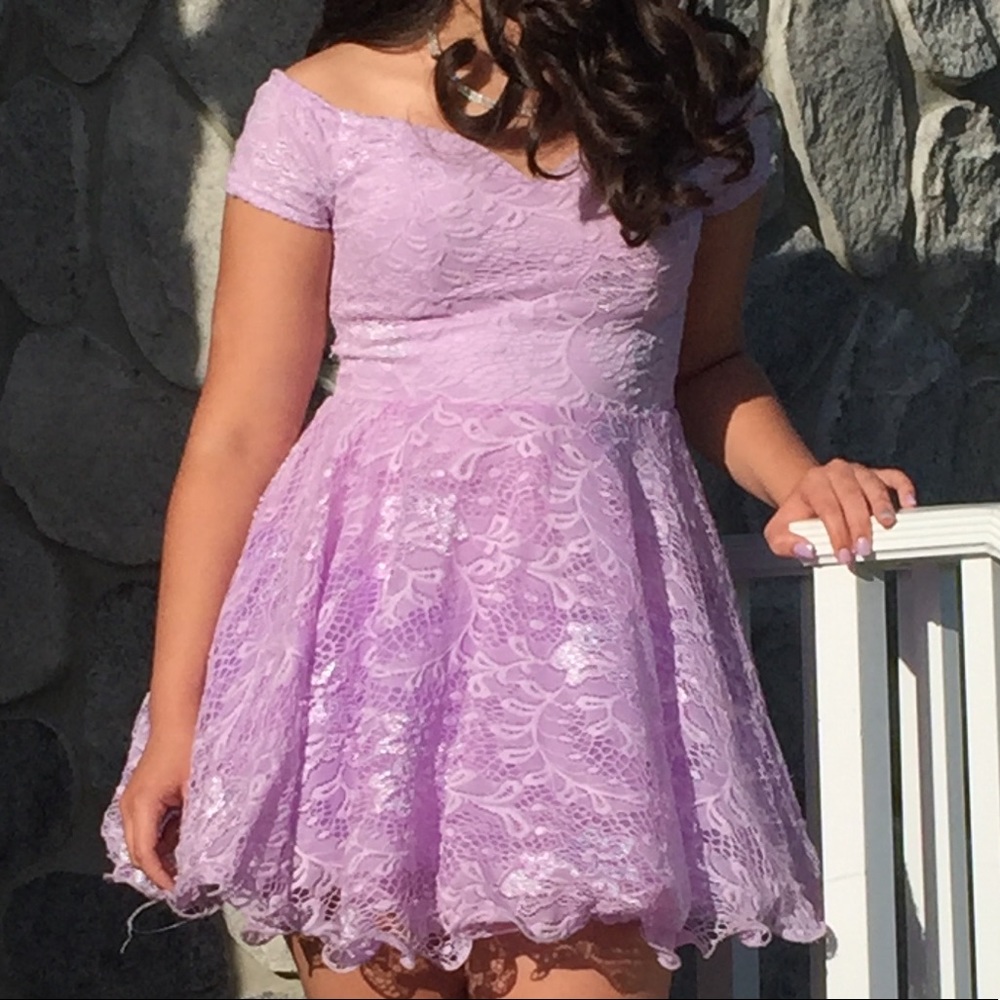 Off- Shoulder Lilac Formal Dress